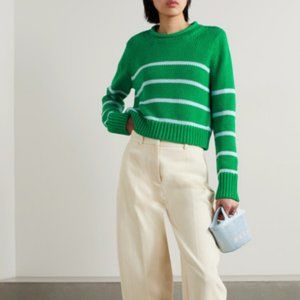 LA LIGNE Mini Marina striped cotton sweater green sky-blue XS
